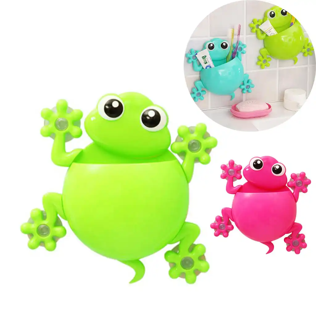 Cute Kids Toothpaste Holder Wall Mounted Suction Cup Bathroom Decor Powerful Sucker Cartoon Frog Toothbrush Holder New 425 Toothbrush Toothpaste Holders Aliexpress