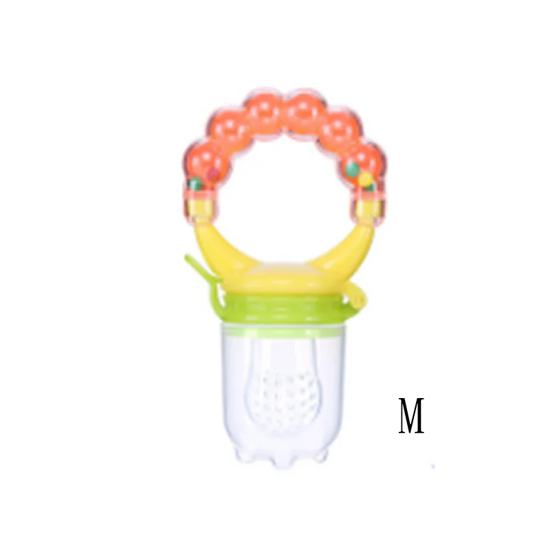 Пустышка для безопасного кормления малышей пустышки фрукты и Ниблер инструмент для кормления ребенка свежая еда питатель погремушка игрушка соска - Цвет: Orange M