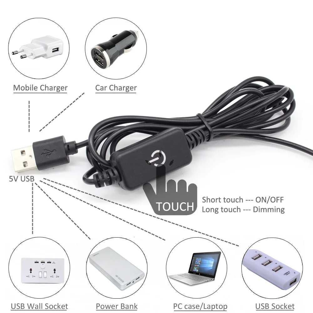 Светодиодная лента, водонепроницаемая, USB, 5 В, SMD 5050, сенсорная, с регулируемой яркостью, ЖК-телевизор, подсветка, теплый белый, гибкая, USB, Светодиодная лента, полоса, лента, светильник