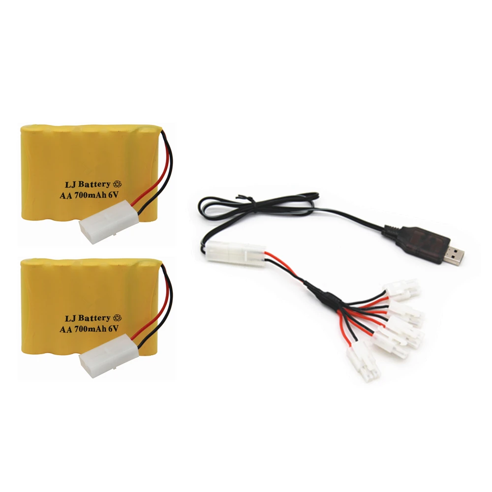 6 v 700 mah AA NI-CD аккумулятор с зарядным устройством большой емкости электрический игрушечный аккумулятор дистанционный автомобиль корабль Робот перезаряжаемый 6 v 700 mah - Цвет: 2pcs USB