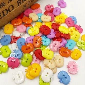 

100pcs plastic button Apple DIY Appliques/sewing 2 holes Lots mix Upick PT73