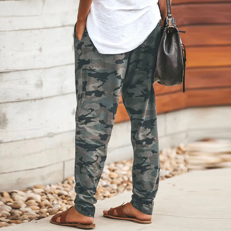 Najtaniej 2019 wysokiej talii spodnie kamuflażowe kobiety moda Pantalon Femme spodnie Plus rozmiar 3XL spodnie dresowe Streetwear spodnie kamuflażowe kobiet B036