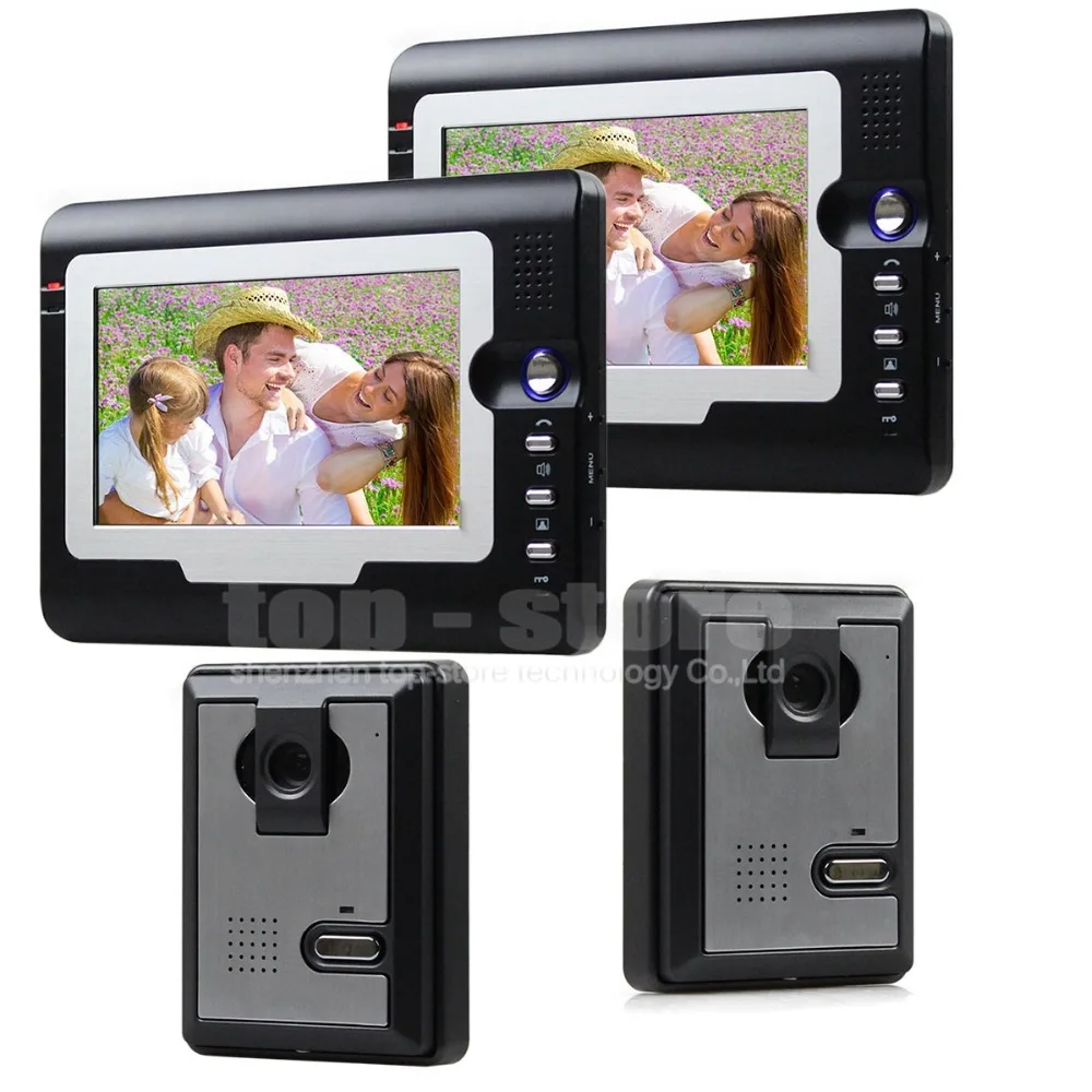 

DIYSECUR 7inch Tft Lcd Video IR Door Phone Doorbell Home Security Intercom System 2 Camera - 2 Monitor