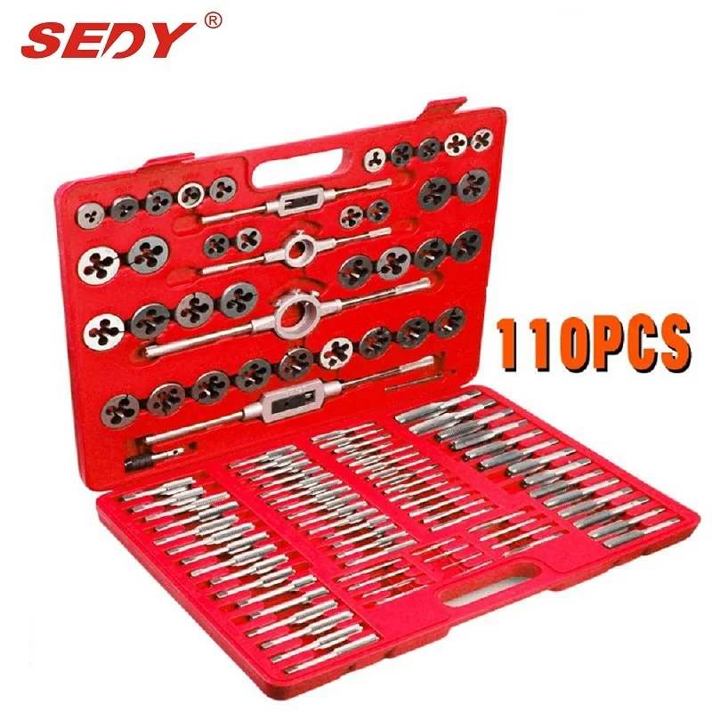 

110 PC Metric Tap & Die Set for Metalworking Hand Tools Faucet Key Die wrench set
