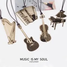 20 шт./партия, Корейская винтажная металлическая Закладка, милая креативная музыкальная гитара, дизайн, Закладка для книг, детские подарки, канцелярские принадлежности