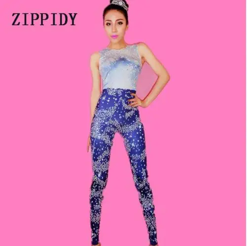 blue sparkly jumpsuit