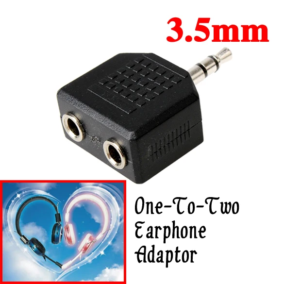 

3.5mm Audio Stereo Splitter Adapter Plug to 2 Female Jack for Earphone Headset HJ55