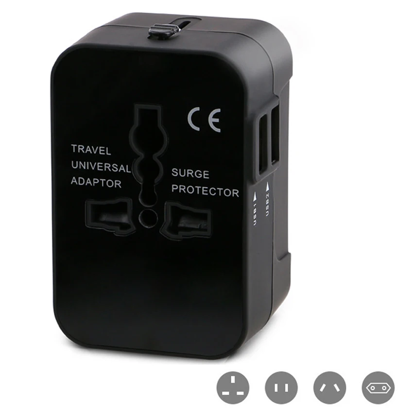 Универсальный международный переходник 2 USB порта World Travel AC зарядное устройство адаптер с AU US UK EU конвертер штекер