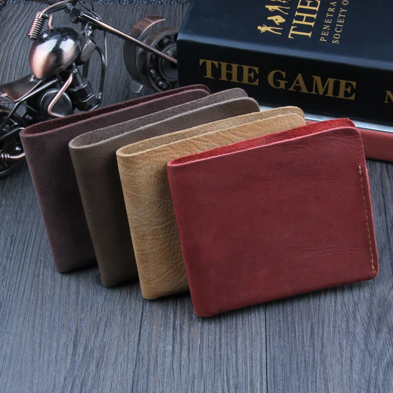 يمكن تتبع! مجنون الحصان الرجال جلد طبيعي المحفظة 2018 الدولار الأسعار الفاخرة الشهيرة مصمم عالية الجودة المال كليب بطاقة الأعمال