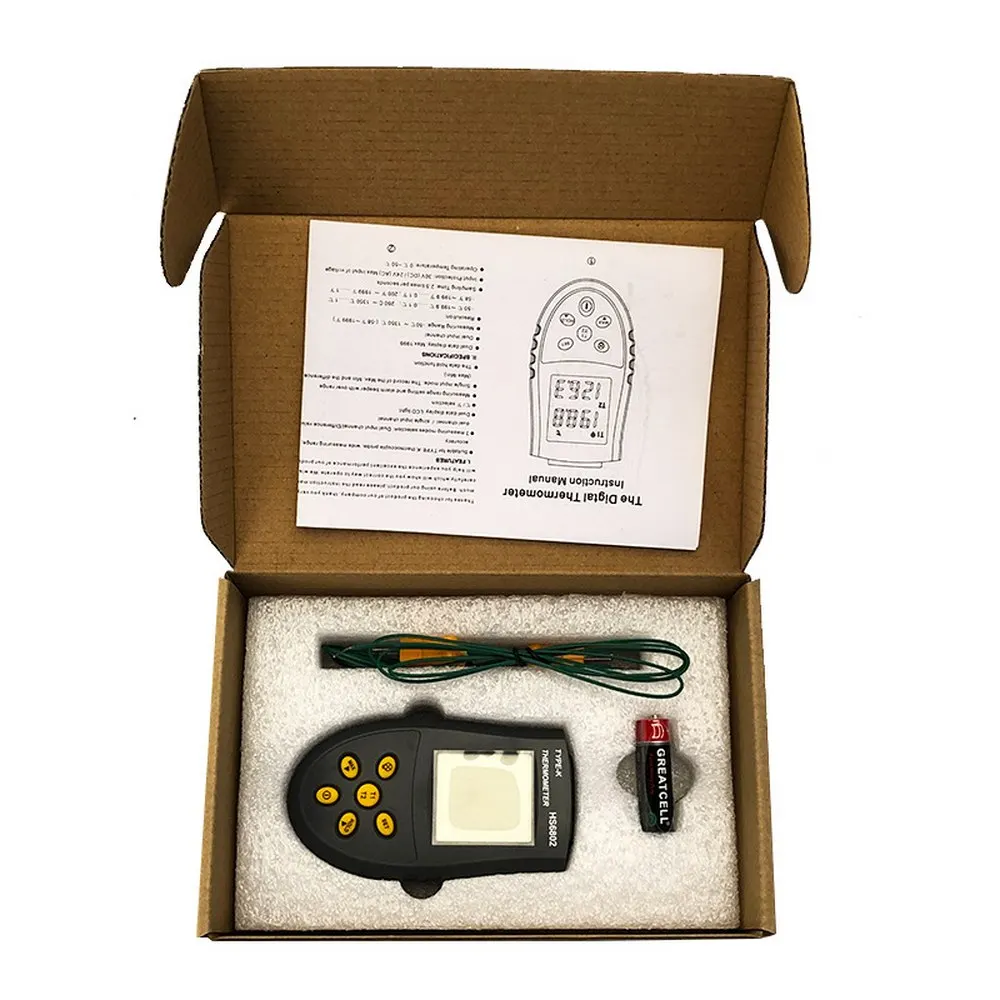 

Infrared Thermometer Double Row 3-1/2 Digit LCD Display Maximum Reading 1999 Digital Two Channel K-type Thermocouple Wire New