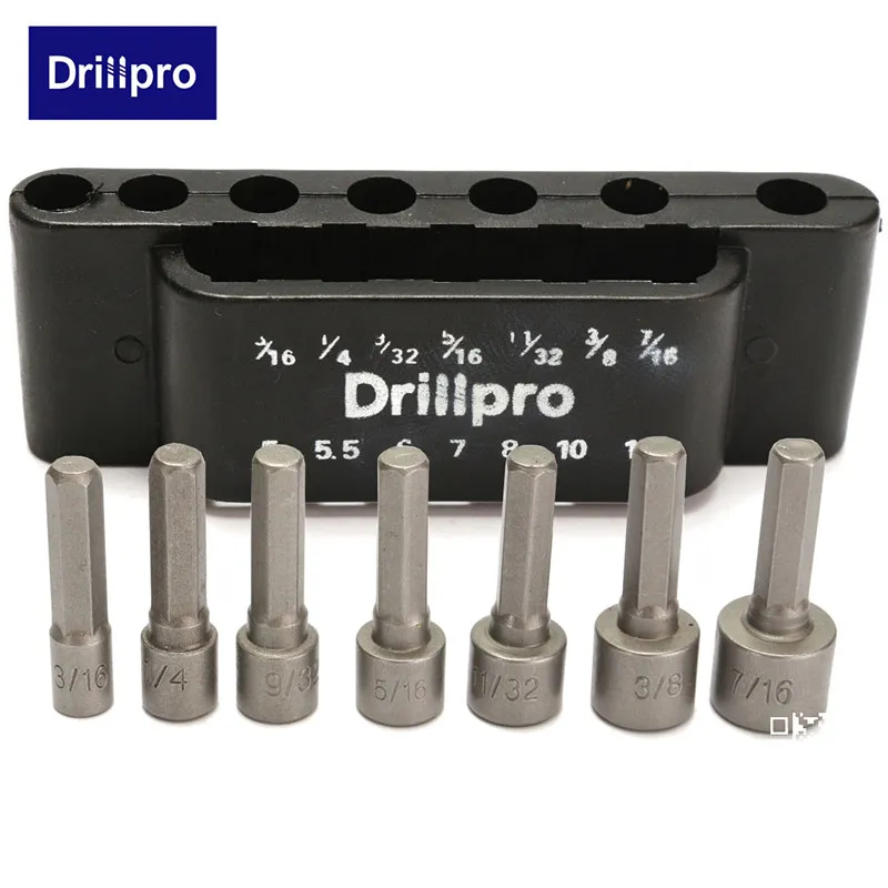 Drillpro 14 шт. Набор отверток с гайкой, двойной метрический и стандартный Sae 1/" хвостовик отвертки, отвертка с гайкой, торцевые головки, сверла