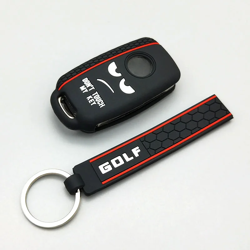 New design word Dont Touch My Key For Volkswagen polo passat b5 golf 4 5 6 MK6 Eos Bora Beetle TSI Silicone car key cover case - Название цвета: black