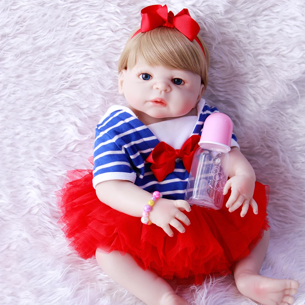 

55cm Full Silicone Reborn Baby Doll Toy Vinyl Newborn Princess Babies Girl Bonecas Bebes reborn baby Alive Bathe Toy Kid Gift