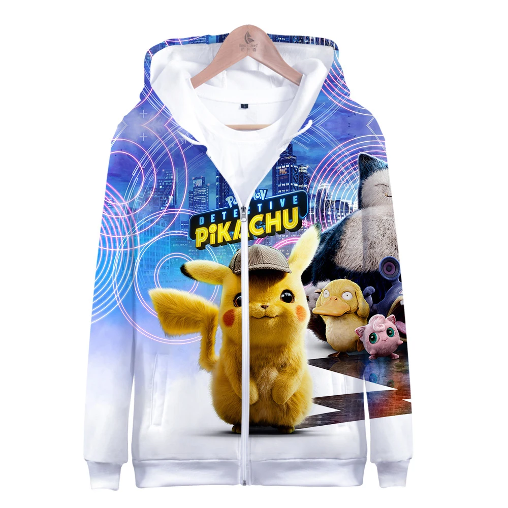 

Pokemon Detective Pikachu 3D Printed Zipper Hoodies Women/Men Fashion 2019 Long Sleeve Hooded Sweatshirt Streetwear Clothes