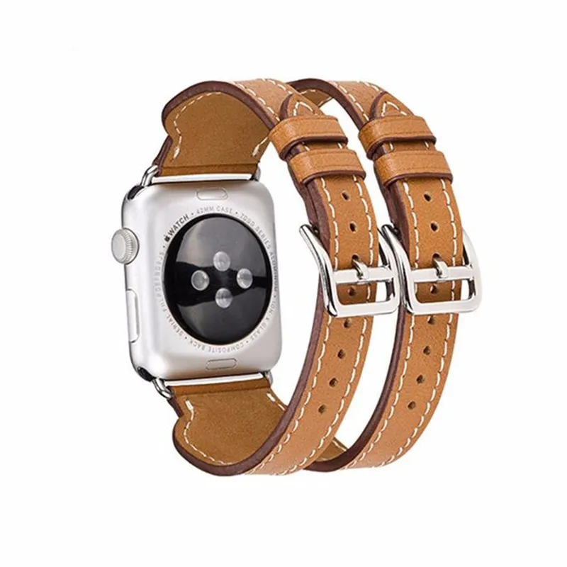 Кожаный ремешок для Apple Watch 42 мм 38 мм iWatch 4 ремешка 44 мм 40 мм браслет с двойной пряжкой ремешок для часов Apple watch 4 3 21 Herme s
