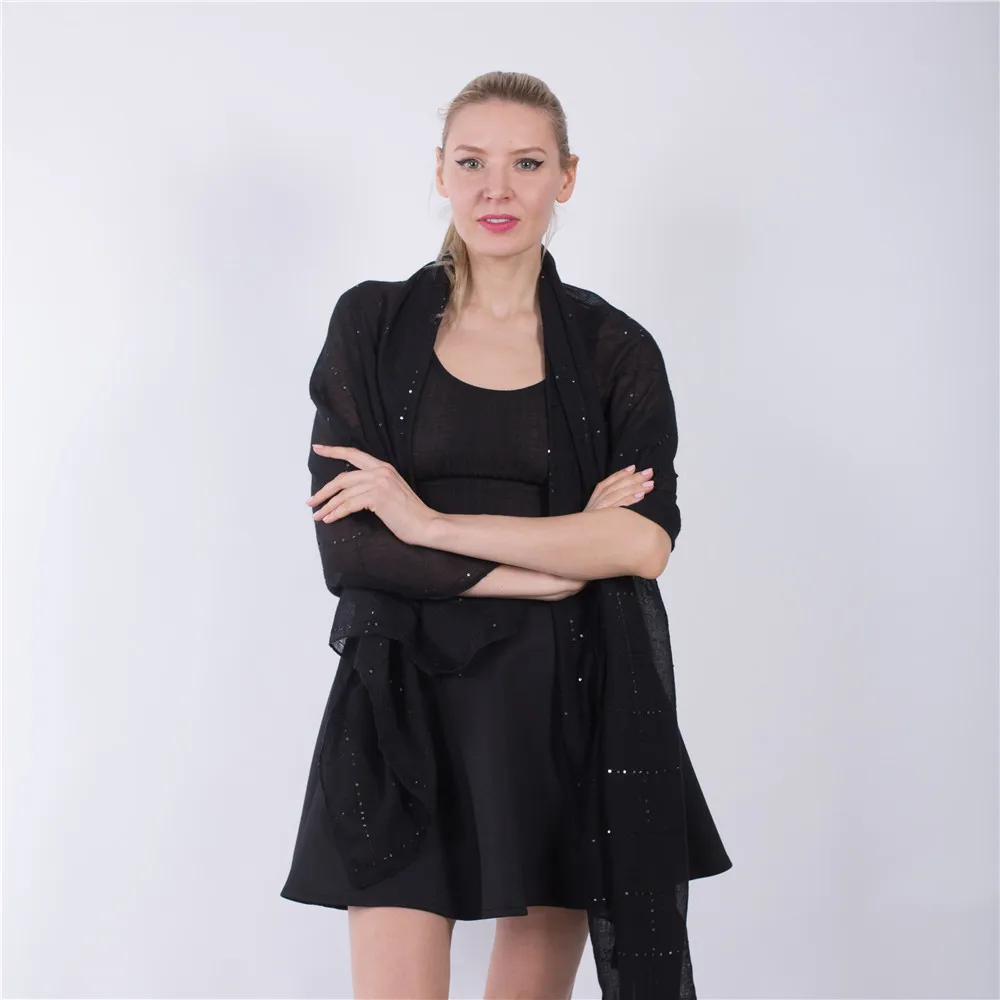 Jinjin.QC Fashion Women Solid Sequins Scarf Summer Beach Shawls and Pashmina Echarpe Foulard Femme Muslim Hijab Drop Shipping