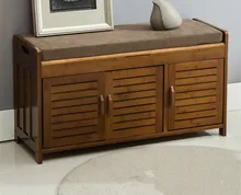 Natural Bamboo Shoe Cabinet Entryway Shoe Storage Household Shelf Shoe Bench with Cushion Bamboo Furniture Hallway Shoe Cabinet practical wooden shoe cabinet closet storage rack pu seat bench entryway hallway black