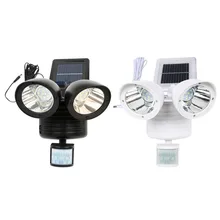 22 светодиодный PIR детектор, солнечная охранная лампа, солнечный Точечный светильник, датчик движения, прожектор, светильник, уличный светильник, для сада, двора, белый, черный