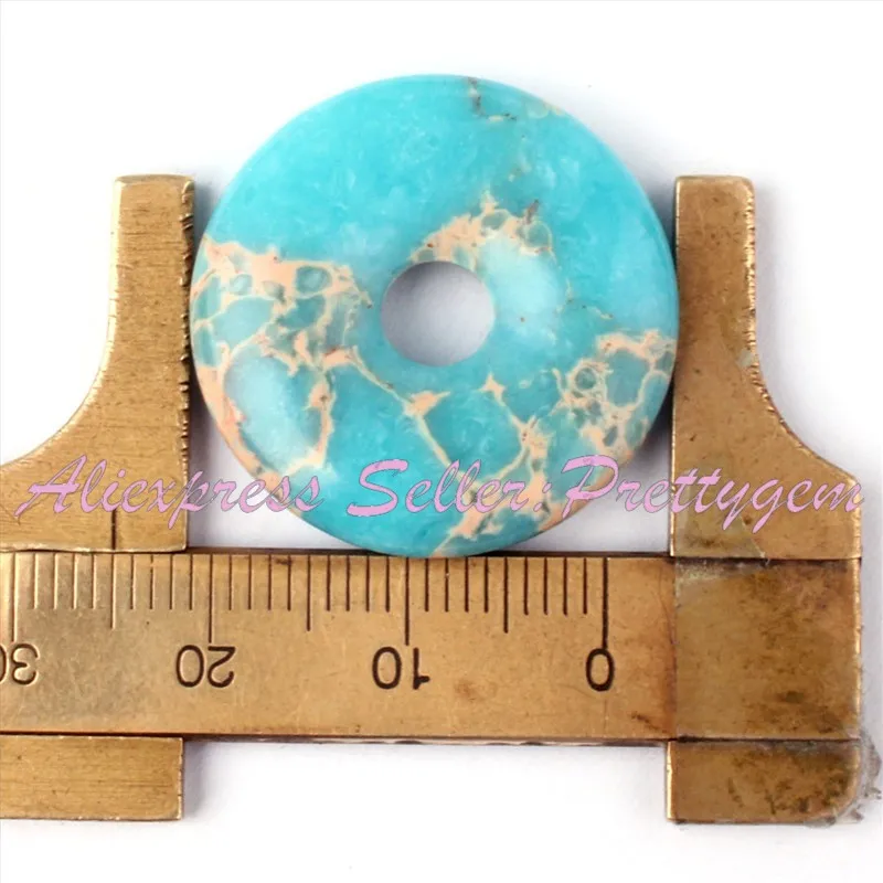 25,30, 35 мм круглый пончик небесно-голубого моря осадочная подвеска с бусинами из камней 1 шт для DIY ожерелье ювелирных изделий