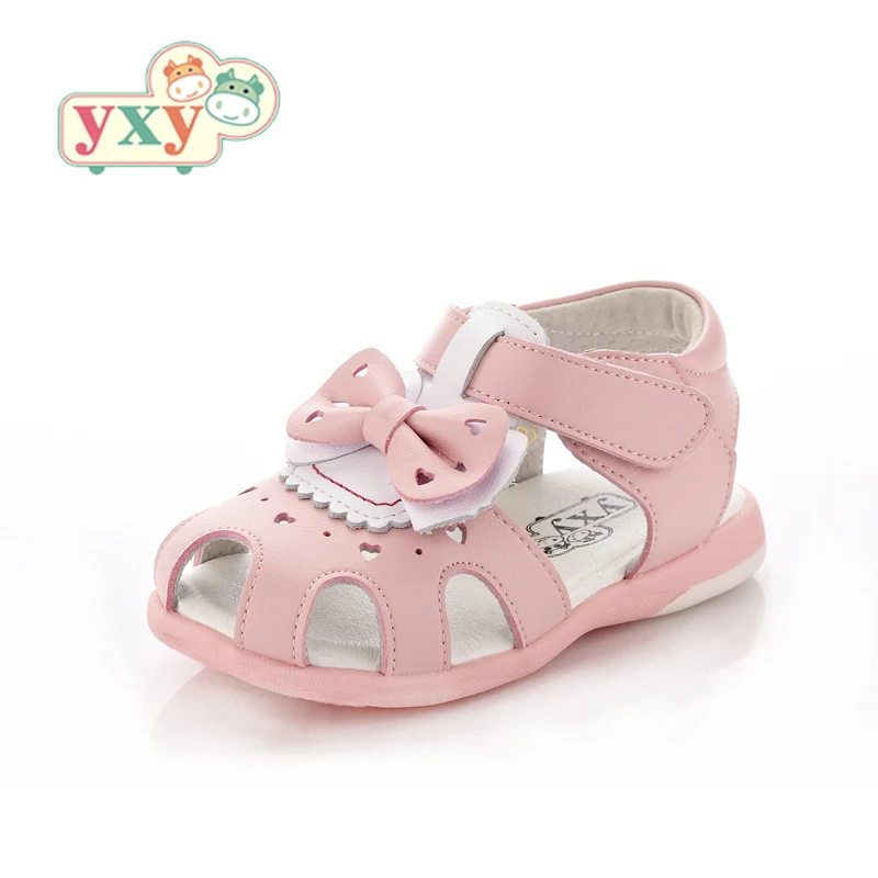 

YXY 2019 summer flower Genuine pig Leather children boys girls prewalkers shoes hook&loop dirty proof sandals bow shoes