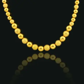 

2017 New Trendy Gold Beads Necklaces for Women Men Gifts Gold Color Ball Beaded Jewelry Ethiopian/African Link Chain
