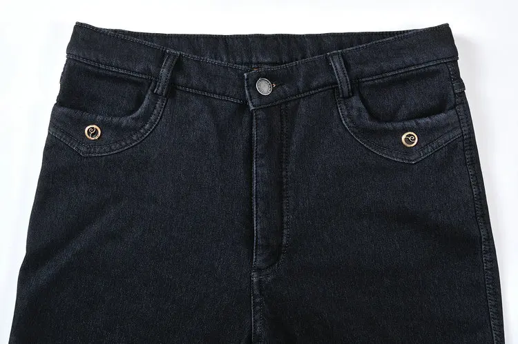 Бархатные тянущиеся толстые теплые джинсы женские джинсы с высокой талией Зимние женские джинсы большого размера плюс кашемировые обтягивающие Стрейчевые брюки H544