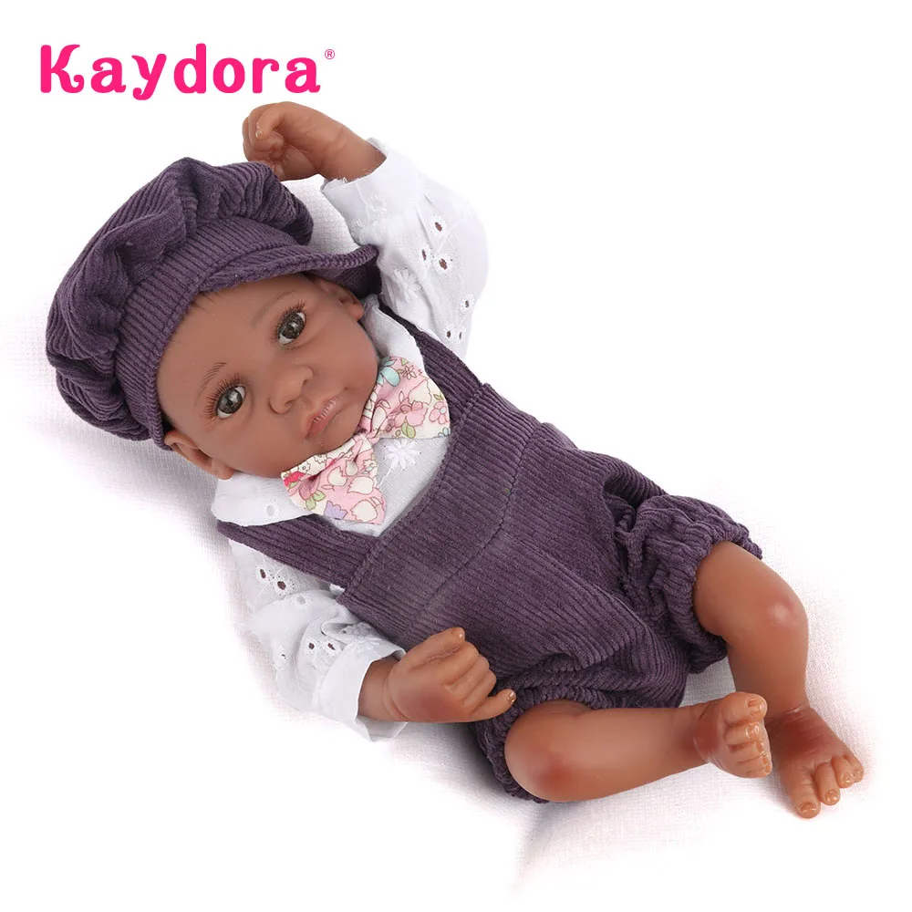 Милый мини Полный мягкий силиконовый Reborn Baby Doll 25 см живая игра игрушка ручной работы афро-американский мальчик дети Ванна Playmate подарок на день рождения