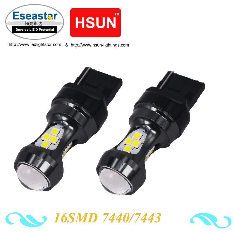 

Eseastar 2pcs T20 7443 744016 SMD 3030 W21/5W Car Bulb Reverse Light Brake Turn Signal Lights source parking auto lamp White
