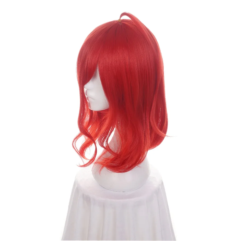 Ccutoo-레드 곱슬 합성 헤어 스타일 가발, 45cm, 하우스키노 쿠니 신사 코스프레, 전체 가발, 내열 섬유
