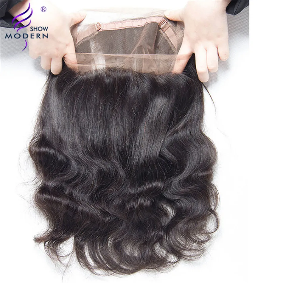 Brazilian 360 Lace Frontal Closure Pre Plucked with Baby Hair Remy Human Hair Body Wave Natural Color Modern Show Hair