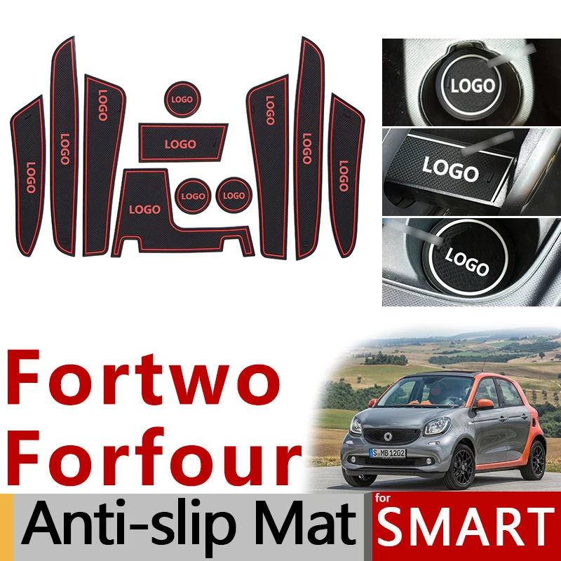 Противоскользящий резиновый коврик со слотом для ворот чашки Mercedes Benz Smart Fortwo Forfour