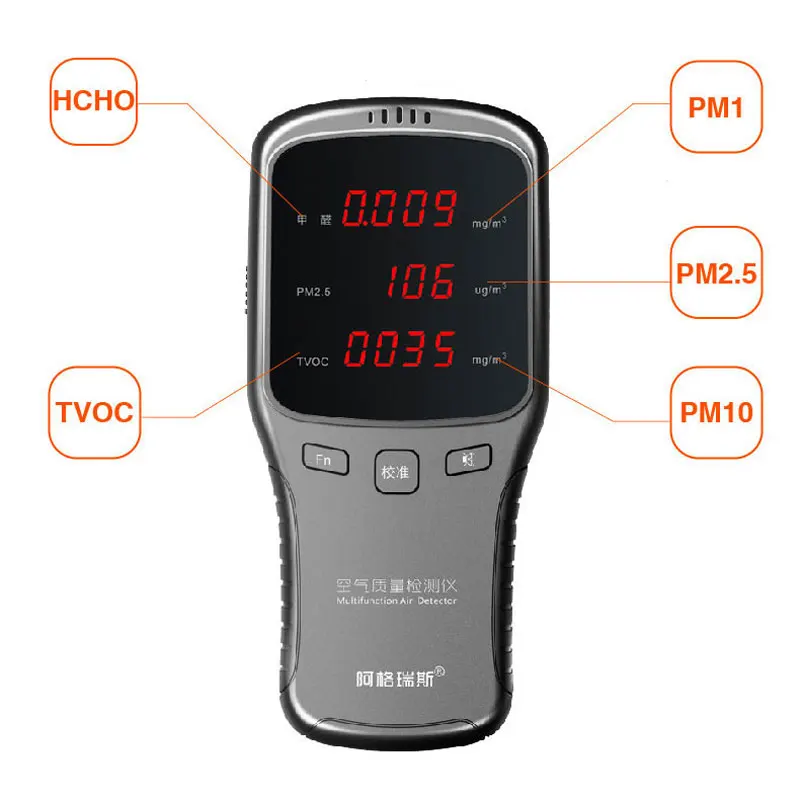 Перезаряжаемый цифровой детектор формальдегида Многофункциональный анализатор газа качество воздуха HCHO TVOC PM1.0 PM2.5 PM10 монитор для дома