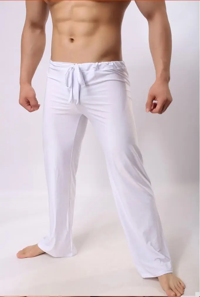 mens silk pajamas Brand Man Long Pant Sleepwear Comfy Breathable Slip Mans Sleep Bottoms Men's Casual Trousers Homewear See Through Pajama Pants mens pjs sale