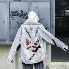 SexeMara/Модная Новинка; Свободная джинсовая куртка с капюшоном и принтом;