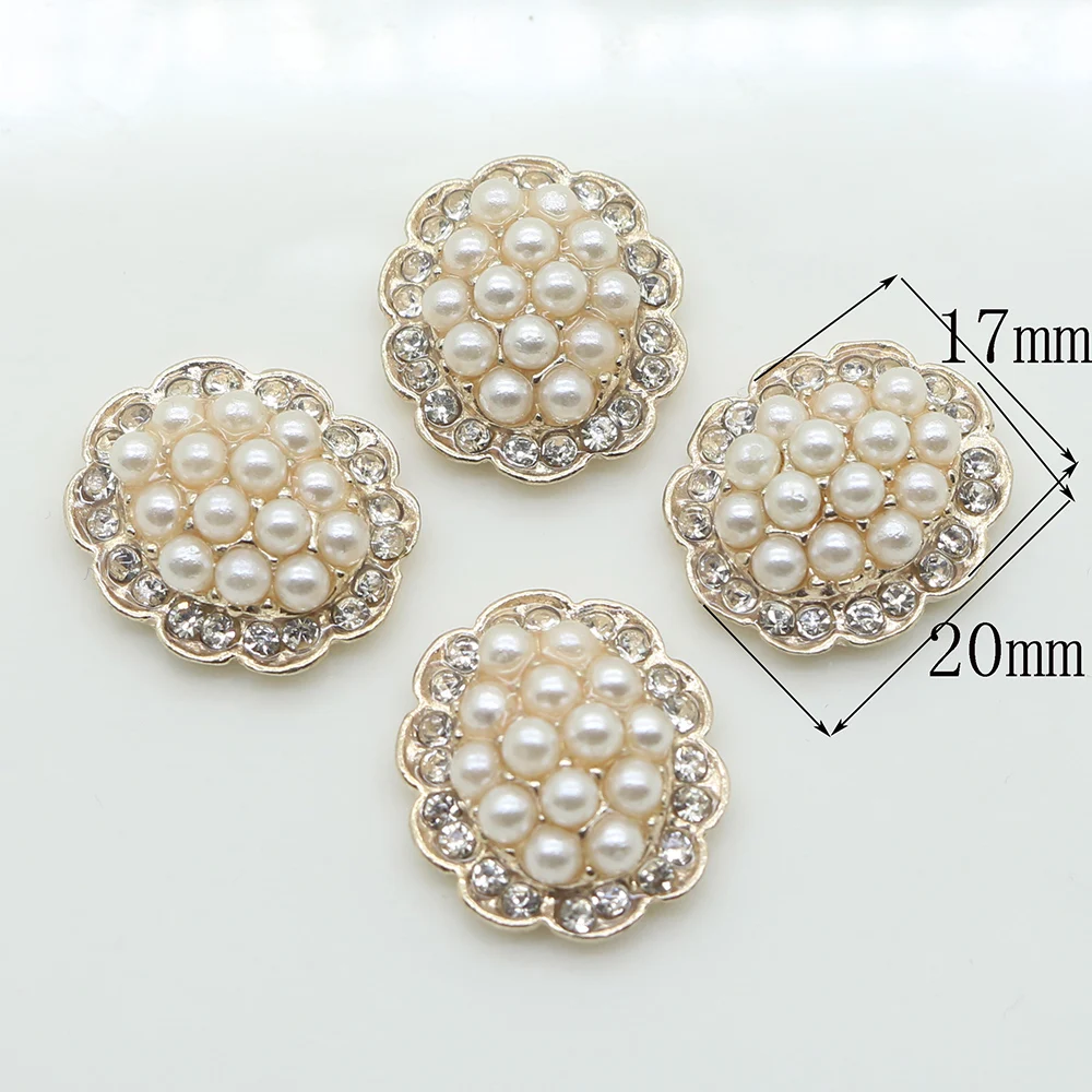 

Fashion 10pc lvory pearl buttons Crystal Button metal Alloy Wedding invitations decorate button hair flower center scrapbooking