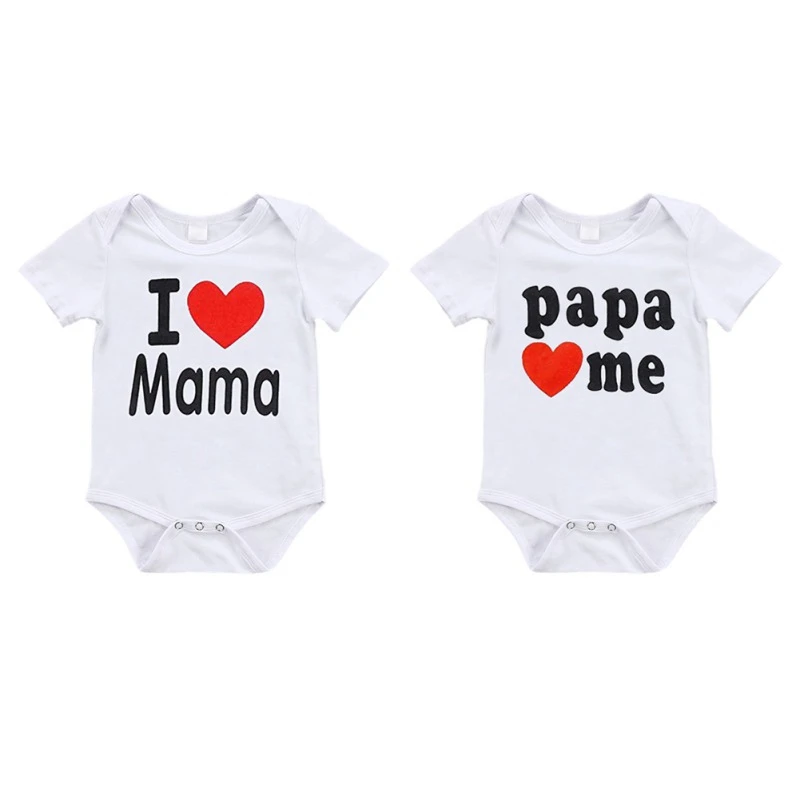 

Baby Rompers Short Sleeve Jumpsuits For Girls I LOVE Mama Family Matching Rompers Kids Girls Boys Jumpsuit