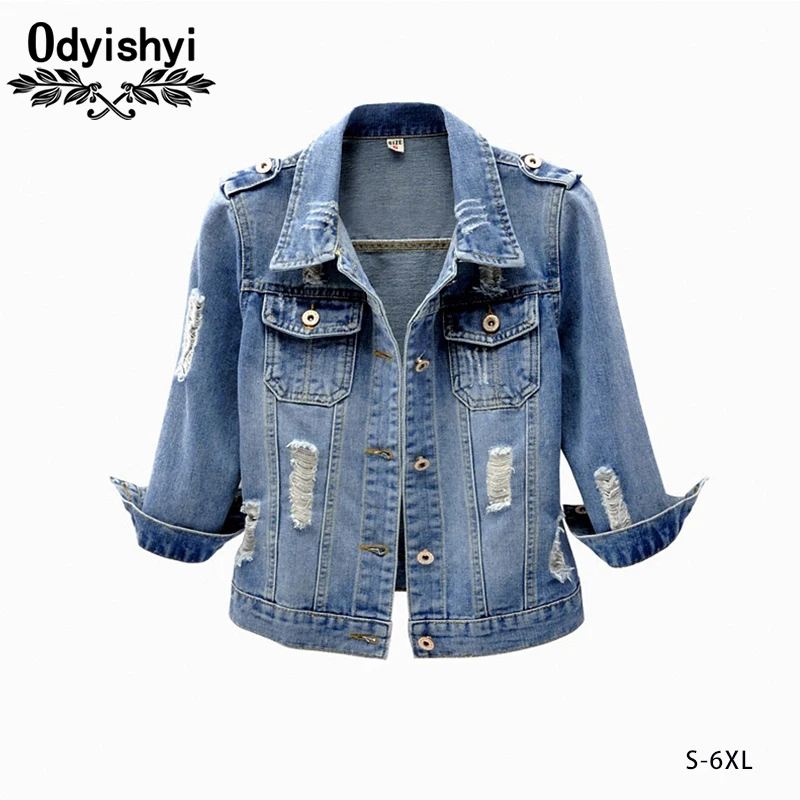 

Spring/Autumn Denim Jackets Women 2019 Short Korean Plus size Versatile Tops Three Quarter Bodycon Jacket Jeans Female Hot HS446
