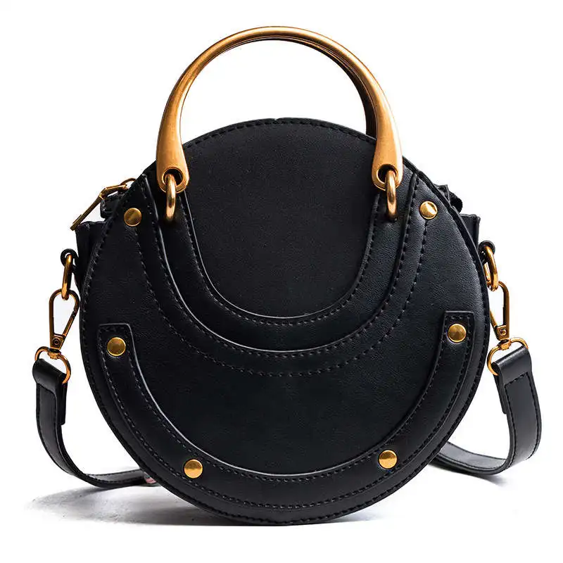 Роскошные сумки женские дизайнерские круговой скраб PU кожаные женские сумки ретро сумки маленькие круглые женские сумки на плечо мини сумка - Цвет: black