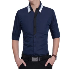 Бренд модная мужская рубашка Топы с длинными рукавами оверсайз бизнес хит цвета мужские рубашки тонкие мужские рубашки 3XL