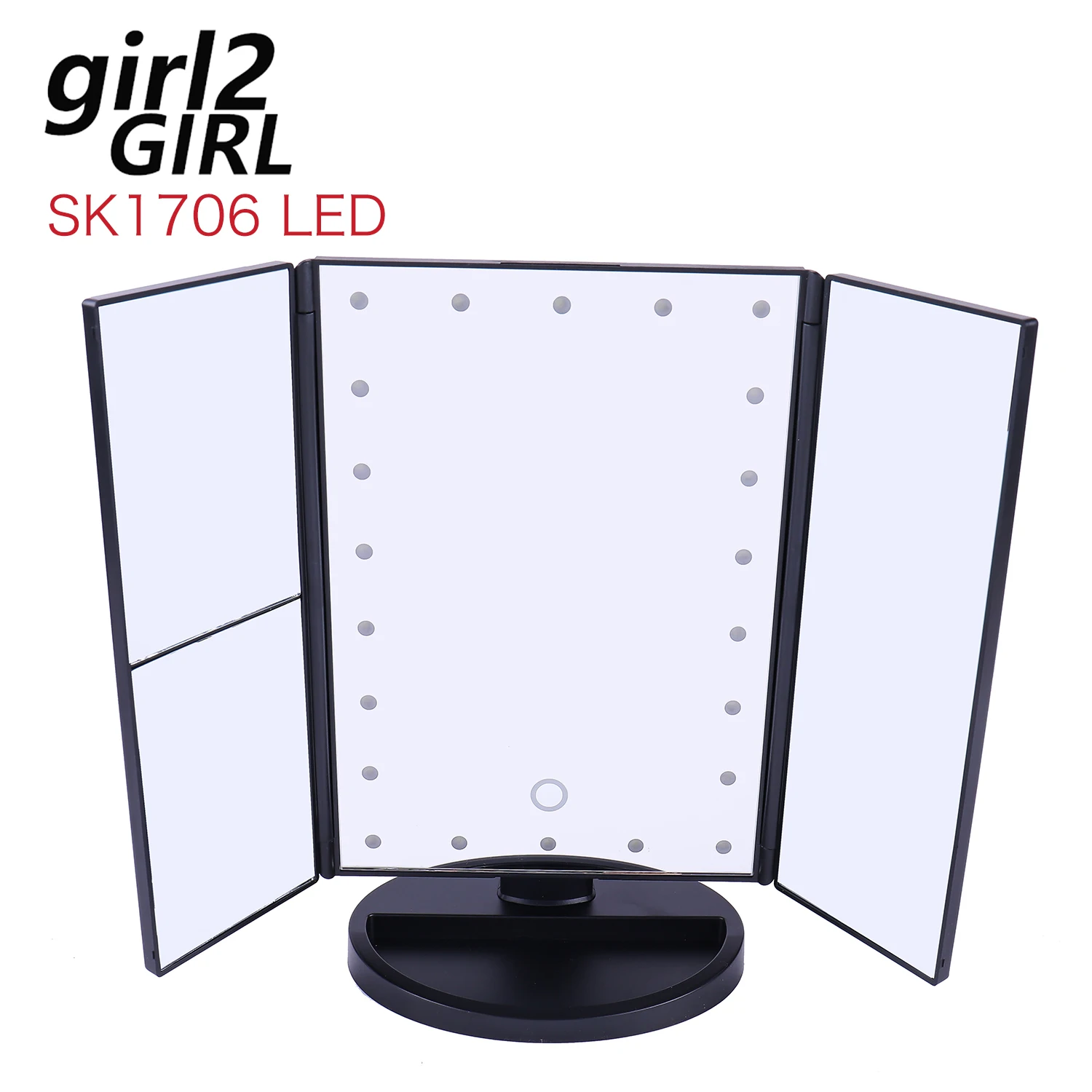 GIRL 2 GIRL Makeup Mirror Cosmetic Mirror Portable Three Folding Table