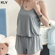 Минималистичный женский летний пижамный комплект без рукавов, Одноцветный сексуальный топ на бретелях, шорты с изогнутым подолом, одежда для сна, домашняя одежда на бретельках