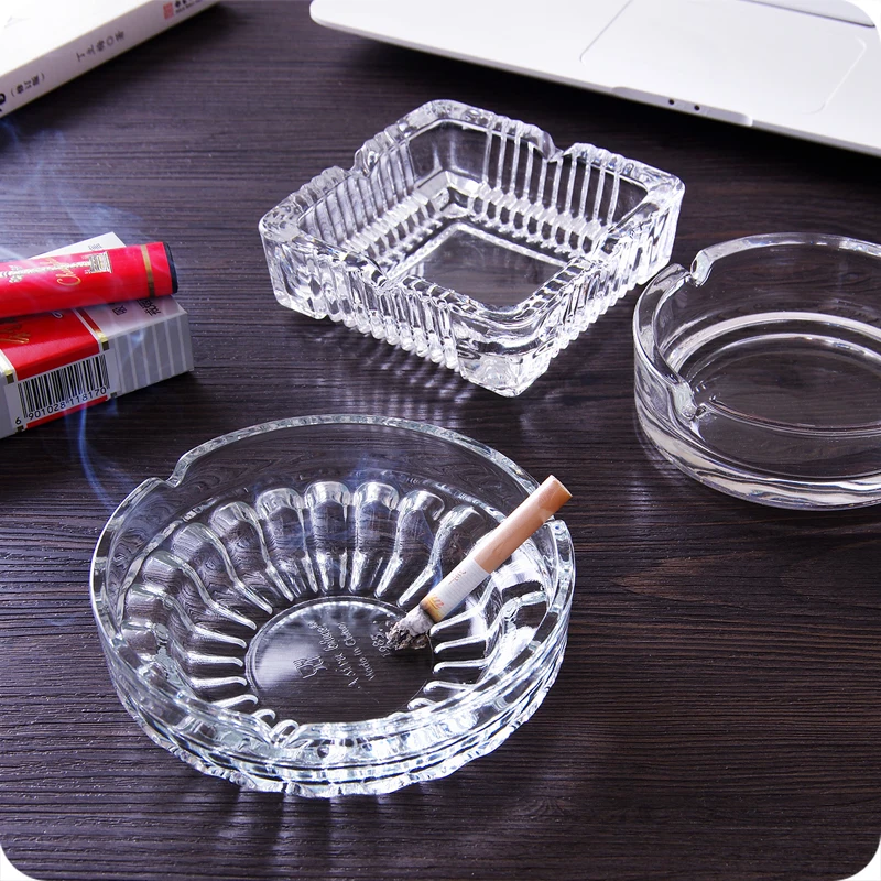 Classic Crystal Glass Ashtray Decorative Glass Body in 3 Styles