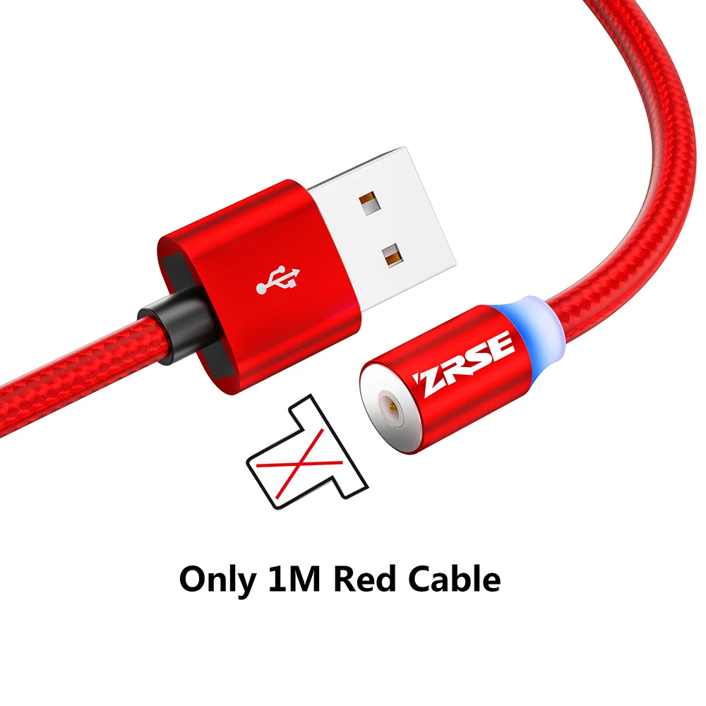 ZRSE Магнитный Micro USB кабель для iPhone XS Max XR X 8 7 Plus type C кабели 3 в 1 светодиодный USB-C мобильный провод для зарядного устройства для Redmi - Цвет: Only Red Cable