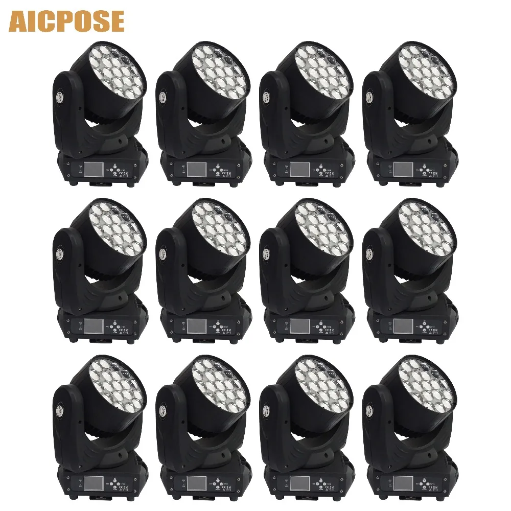 

12pcs/lots 19x15w Led RGBW 4in1 Zoom/wash Light Moving Head Light With Circle Control Function Wedding Show Stage Light