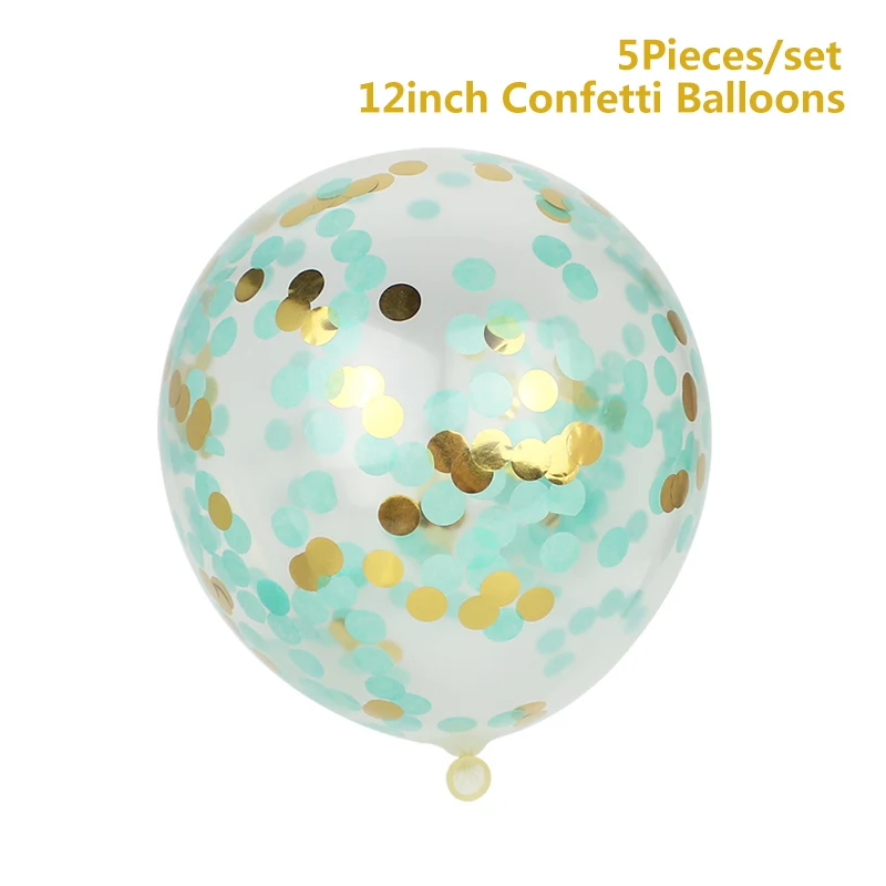 HUADODO 5 шт. 12 дюймов конфетти воздушные шары прозрачные латексные воздушные шары для Свадебные украшения с днем рождения Baby Shower вечерние поставки - Цвет: Tiffany