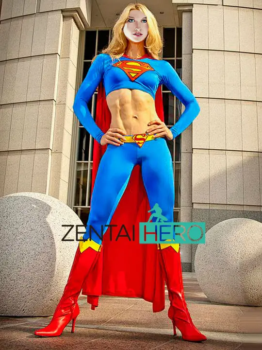 DHL пикантные Двойка Синий Супергерл костюм с длинным рукавом спандекс Супермен костюм супергероя для Хэллоуина 16092102
