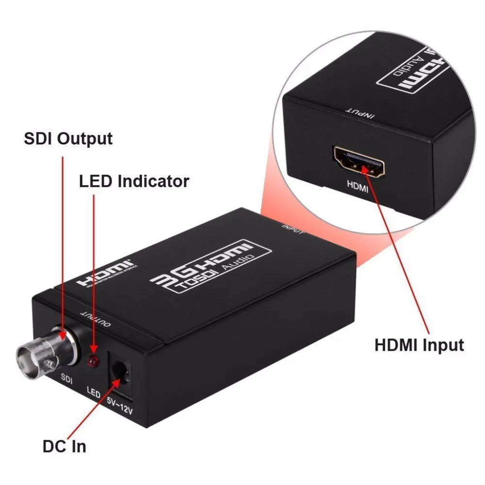 Mini 3g HDMI To SDI Converter Full HD 1080P HDMI to SDI Adapter Video Converter with Power Adapter for Driving HDMI Monitors