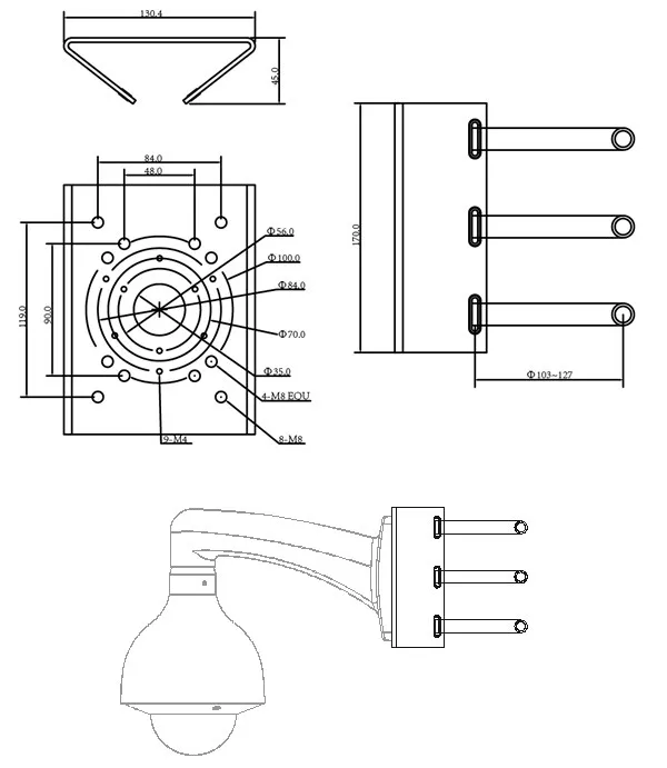 Аксессуары для ip-камеры DH Pole Mount Bracket PFA150