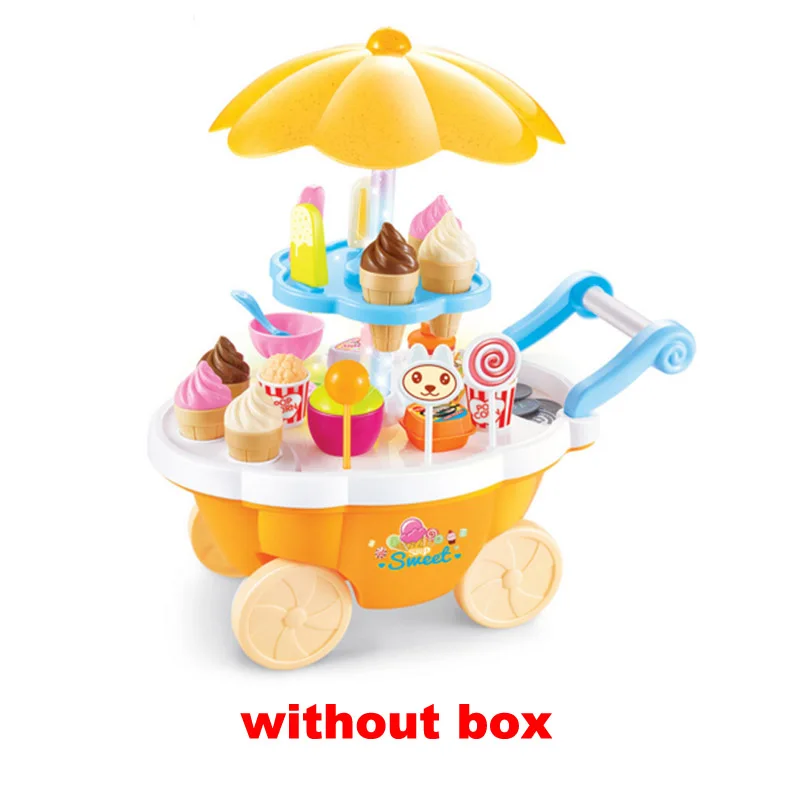 QWZ ролевые игры кухонные игрушки режущий торт ко дню рождения еда для детей мороженое конфеты автомобиль с светильник музыка игрушка для девочек Подарки - Цвет: yellow without box