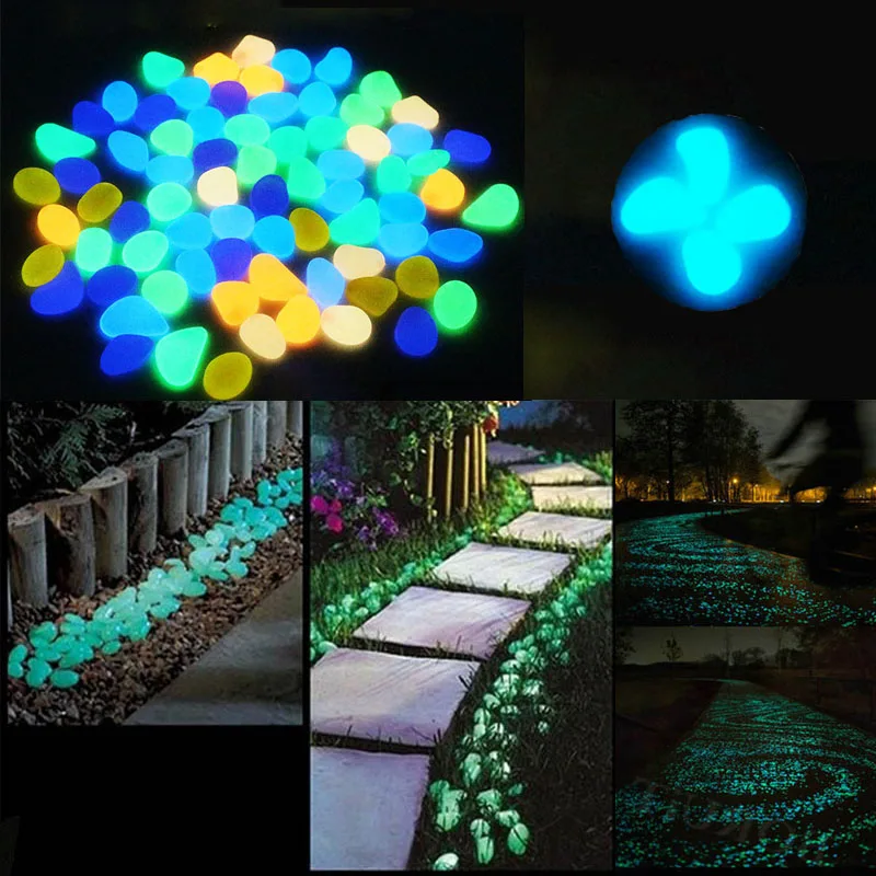 10Pcs Multicolor Glow In The Dark Luminous Pebbles Stones Wedding Romantic Evening Party Events Supplies Garden Decoration